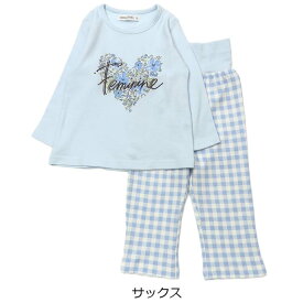 【 2%OFF SALE 】BABBLE BOON (バブルブーン ) ハートロゴパジャマ（長袖） (80〜130cm) 女の子 80cm 90cm 95cm 100cm 110cm 120cm 130cm キムラタン 子供服 本体綿100%