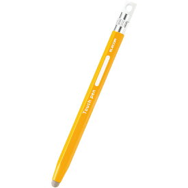 エレコム P-TPENSEYL スマートフォン・タブレット用タッチペン 六角鉛筆型 ストラップホール付き 導電繊維タイプ ペン先交換可能 イエロー