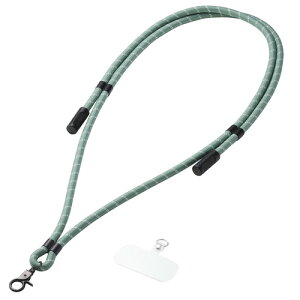 エレコム P-STSDH1CC08GN スマホストラップ ケーブル 2in1 USB Type-C to C 1.5m 首掛け / 肩掛け グリーンストライプ