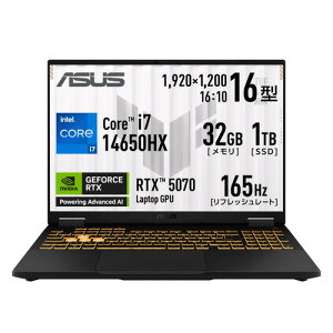 ASUS m[gPC TUF Gaming F16 FX608JPR FX608JPR-I7R5070[16^ | WUXGA | Core i7 | 32GB | 1TB | Windows 11 Home | CF[K[O[]
