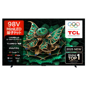 �y���������ۏ؁zTCL 98C7K 98V�^ MiniLED �ʎq�h�b�g 4K�t���e���r BS�ECS 4K�`���[�i�[���� Bang & Olufsenk�����J�� �������� YouTube�Ή�