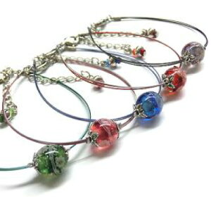 【花泡 mini ブレスレット 01】とんぼ玉 ブレスレット ガラス レディース 癒しグッズ 女性