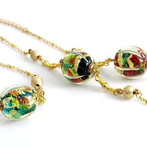 【金彩(刻)チェーン ブレスレット】とんぼ玉 ブレスレット ガラス レディース 癒しグッズ 女性 ゴールド 金箔 女性