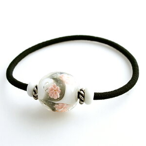 【夜桜 ヘアゴム】とんぼ玉 ヘアゴム 大人っぽい 冬 ガラスヘアゴム 桜 グッズ 雑貨 ハンドメイド 大人 かわいい 女性 ヘアアクセサリー 花 髪飾り 和装 結婚式