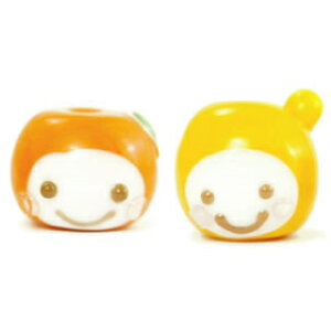 【2点で180円offクーポン対象!!】【みかんちゃん かお】みかん とんぼ玉 ビーズ ガラスビーズ ガラス細工 動物 ガラス玉 ハンドメイド 材料 初心者 おしゃれ お守り かわいい ミカン でこぽん