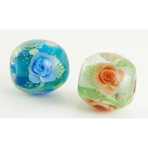 【2点で180円offクーポン対象!!】【40 セピア ローズ】16mm 花 バラ 薔薇 とんぼ玉 ビーズ ガラスビーズ ガラス細工 花 ガラス玉 ハンドメイド 材料 初心者 おしゃれ お守り かわいい 癒しグッズ