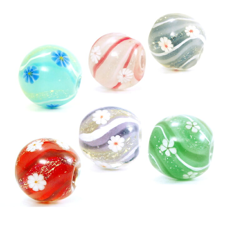 楽天市場 2点で180円offクーポン対象 サマーコレクション 18mm 花 ミルフィオリ とんぼ玉 ビーズ ガラスビーズ ガラス細工 花 ガラス玉 ハンドメイド 材料 初心者 おしゃれ お守り かわいい 癒しグッズ 雑貨 商用利用可 ガラスアクセサリー きなりがらす
