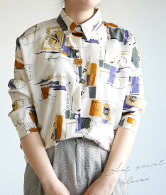 「cawaii french」アートな着こなしを生む総柄シャツ【ベージュ】【ブラック】