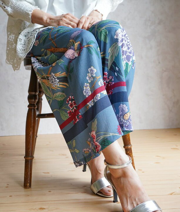 楽天市場】【SALE/送料無料】 花鳥風月に親しむ総柄ワイドパンツ  