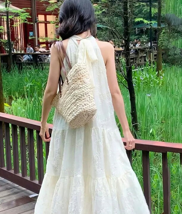 楽天市場】送料無料 ワンピース ロング ノースリーブ ホルターネック  