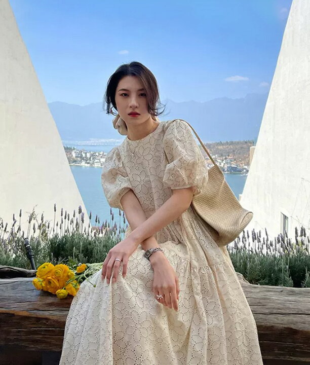 1990AW イヴサンローラン フローラル 長袖 ドレスワンピース フランス  