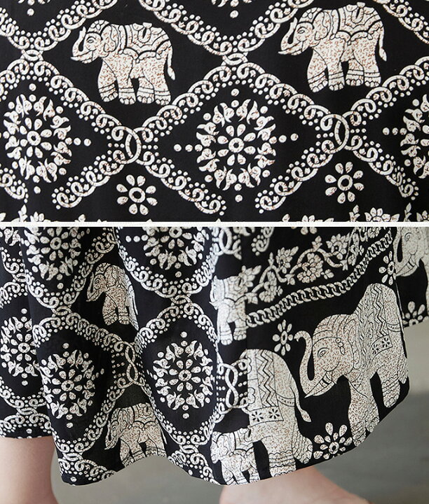 楽天市場】送料無料 ワンピース ロング ミモレ 七分袖 柄ワンピ 柄  