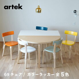 【在庫時即納可能、特典有】artek (アルテック) 69チェア / ラッカー 全5色（ホワイト、オレンジ、イエロー、グリーン、ペトロール）