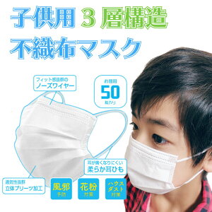 �}�X�N �s�D�z 3�w 50�� �q���p �L�b�Y�T�C�Y kids ���[���� �������� ������ �R�� �h�L �g���̂ă}�X�N ���w�� �q�ǂ� �q�� �q�� �z���C�g �� PM2.5 PFE VFE �m�[�Y���C���[ ���̍\�� ���ח\�h �C��