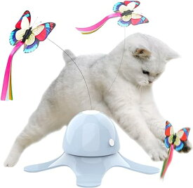 猫 おもちゃ 自動 ねこ 猫じゃらし 猫用 電動おもちゃ 360度回転 猫遊び ペット センサー付き 屋内猫用猫おもちゃ 蝶のデザイン 蛍光効果 一人遊び 猫へのプレゼント 安全素材