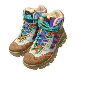 【中古】GUCCI×adidasTrekking Boots Lace Up Hiking トレッキングシューズ 351 90431 8055 ブラウン×パープル サイズ：34【価格見直し】