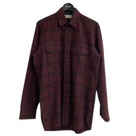 【中古】Saint Laurent Parisウールチェックシャツ 326627 レッド サイズ：39【価格見直し】