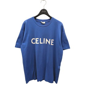 【中古】CELINEルーズロゴプリントTシャツ 半袖Tシャツ 2X681501F ブルー サイズ：XS【価格見直し】