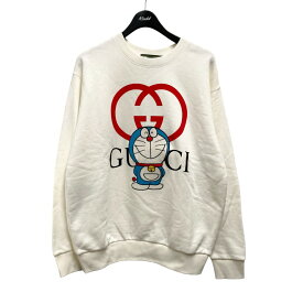 【中古】GUCCI×ドラえもん　クルーネック スウェット 617964 XJDIC ホワイト サイズ：XS 【230425】（グッチ×ドラエモン）