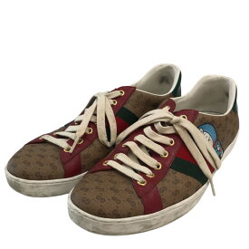 【中古】GUCCI×ドラえもんスニーカー 655021 ブラウン サイズ：7【価格見直し】