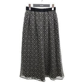 【中古】GRANDMA MAMA DAUGHTER21AW フラワーチュールレースタックイージースカート TK2131491-301 ブラック／グレー サイズ：0【価格見直し】