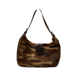 【中古】FENDI　ハラコ マンマバケット ワンショルダーバッグ ブラウン 【290525】（フェンディ）