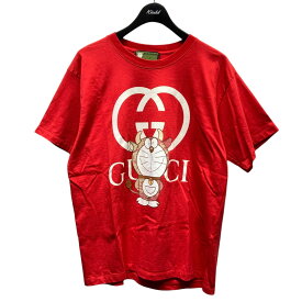 【中古】GUCCI×ドラえもん　プリントTシャツ　616036XJDEY レッド サイズ：XS【価格見直し】