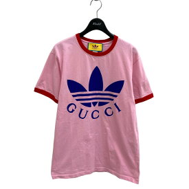 【中古】GUCCI×adidas　22SS LOGO PRINTED TEE Tシャツ 702612 ピンク サイズ：S 【030625】（グッチ×アディダス）