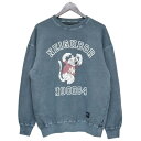 【中古】NEIGHBORHOOD　2024AW　PIGMENT DYED SWEAT SHIRT LS　USED加工カレッジプリントクルーネックスウェット　242UNNH-CSM01 ブルー サイズ：S 【030625】（ネイバーフッド）