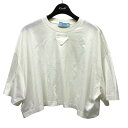 【中古】PRADACROPPED JERSEY TEE クロップドロゴプレートダメージTシャツ 3560A ホワイト サイズ：M【価格見直し】