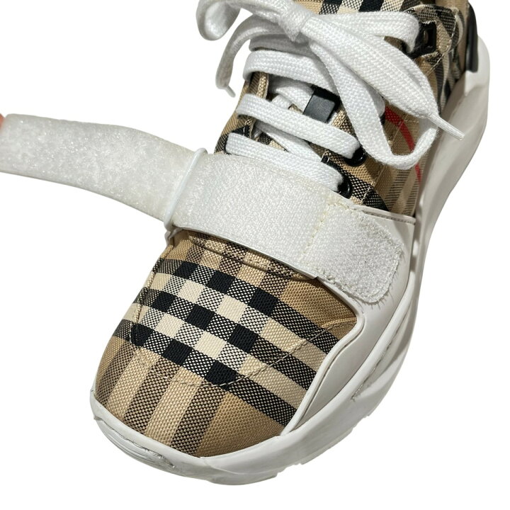 楽天市場】【中古】BURBERRYチェック柄 ベルクロスニーカー ベージュ 