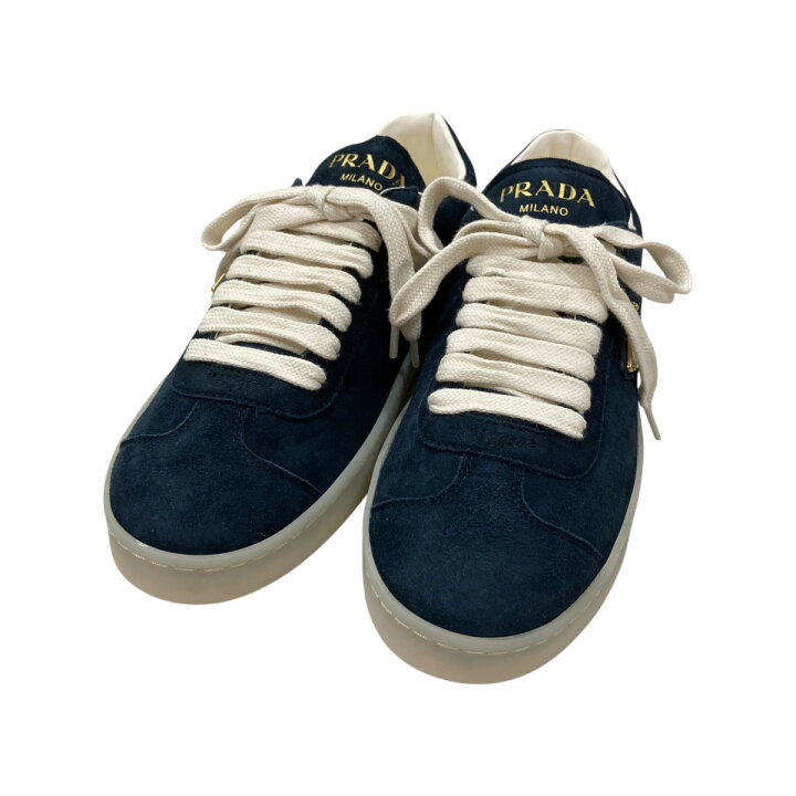 楽天市場】【中古】PRADA スウェードスニーカー 1E413N ネイビー 