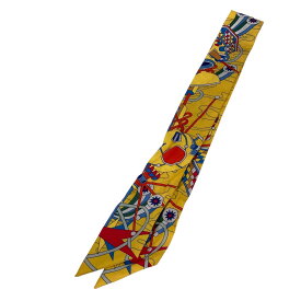 【中古】HERMES　ツイリー 総柄 スカーフ イエロー 【280725】（エルメス）