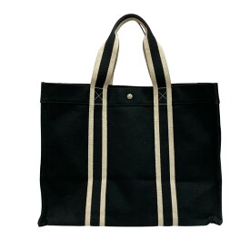 【中古】HERMES　ボラボラGM ミニポーチ付き　キャンバストートバッグ ブラック×ホワイト 【170825】（エルメス）