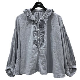 【中古】nest Robe24SS 近江晒しフラワーカラーブラウス UpcycleLino アップサイクルリノ 01241-1505 グレー サイズ：フリーサイズ【価格見直し】