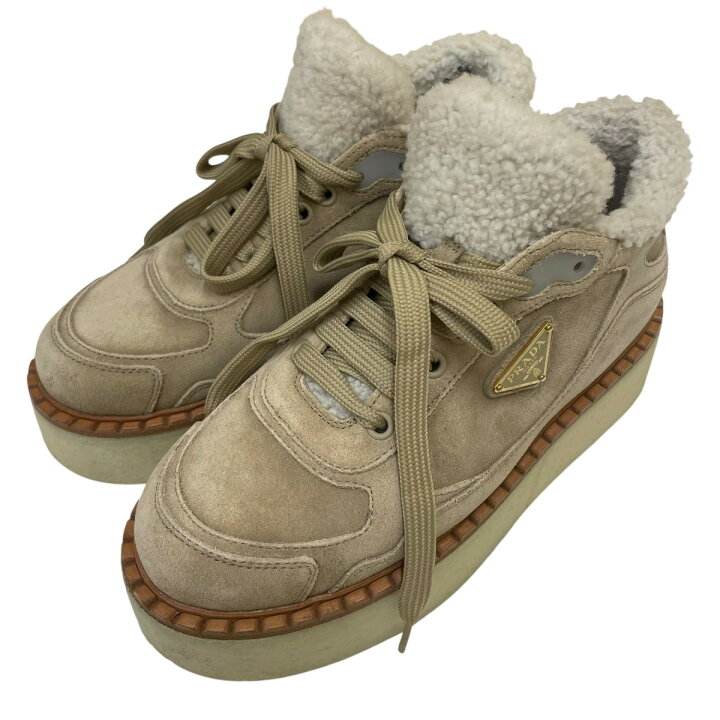 楽天市場】【中古】PRADA スエードカーフスキンスニーカー ベージュ 