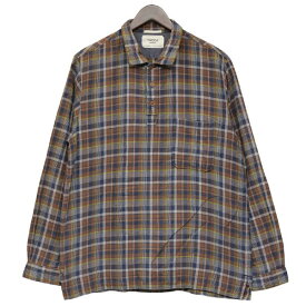 【中古】YAECA　プルオーバーチェックシャツ　14129 ブラウン×ネイビー サイズ：L 【220925】（ヤエカ）