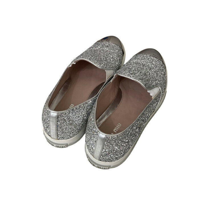 楽天市場】【中古】MIU MIU グリッターラメ スリッポン 5S9562F 