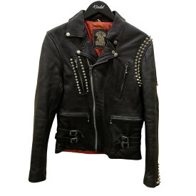 【中古】666 LEATHER WEAR90S 死神タグ ライダースジャケット ブラック サイズ：34【価格見直し】