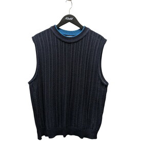 【中古】WRAPINKNOT　21SS ギャップニット ベスト 21081300710120 ネイビー サイズ：M 【171025】（ラッピンノット）