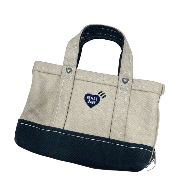 【中古】 HUMAN MADE キャンバスミニバッグ アイボリー×ネイビー サイズ：- 【価格見直し】