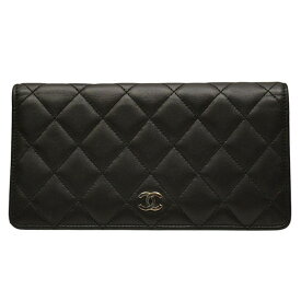 【中古】CHANEL　マトラッセロングウォレット　長財布 ブラック 【181025】（シャネル）