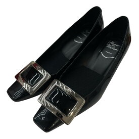 【中古】Roger Vivier　ベル スクエアバックル パテント パンプス ブラック サイズ：35 1/2 【231025】（ロジェ ヴィヴィエ）