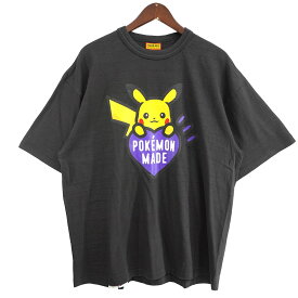 【中古】HUMAN MADE×Pokemon25AW Pokemon Made Graphic T-Shirt Pikachu Fukuoka 福岡限定 ロゴ ポケモン ピカチュウ メイド グラフィック Tシャツ ブラックグレー調 サイズ：2XL【価格見直し】