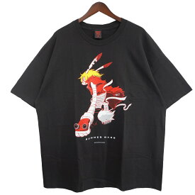 【中古】GEEKS RULE×サマーウォーズ　SUMMER WARS SILKSCREEN PRINTING TEE 80着限定 細田守 映画 アニメ ムービー 長野県上田市限定 キングカズマ 非売品 缶バッジ付き Tシャツ ブラック サイズ：XXL 【051125】（ギークスルール×サマーウォーズ）