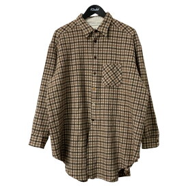 【中古】The crooked Tailor　ウールシルクリネン チェックシャツ ベージュ サイズ：48 【091125】（ザクルーキットテーラー）