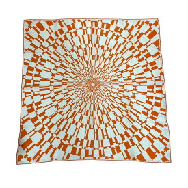 【中古】HERMES　カレ65 OP’H スカーフ オレンジ 【271125】（エルメス）