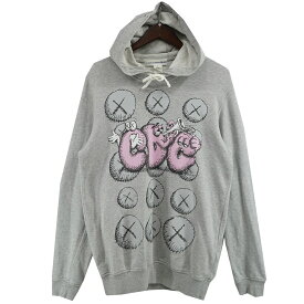 【中古】COMME des GARCONS SHIRT×KAWS　× KAWS 21AW PRINTED HOODIE カウズ グラフィック パーカー グレー サイズ：L 【101225】（コムデギャルソンシャツ×カウズ）