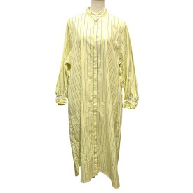 【中古】THREE DOTS　ストライプ シャツワンピース RZ5001Y イエロー×ブルー サイズ：S 【211225】（スリードッツ）