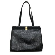 【中古】Salvatore Ferragamo　ヴァラリボン トートバッグ BK-21 2530 ブラック 【301225】（サルヴァト…